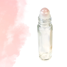 Load image into Gallery viewer, ROSE QUARTZ Roller Bottle - 5/10ml - Cap &amp; Info Card Options: Rose Gold Shiny / With Info Card / 10ml