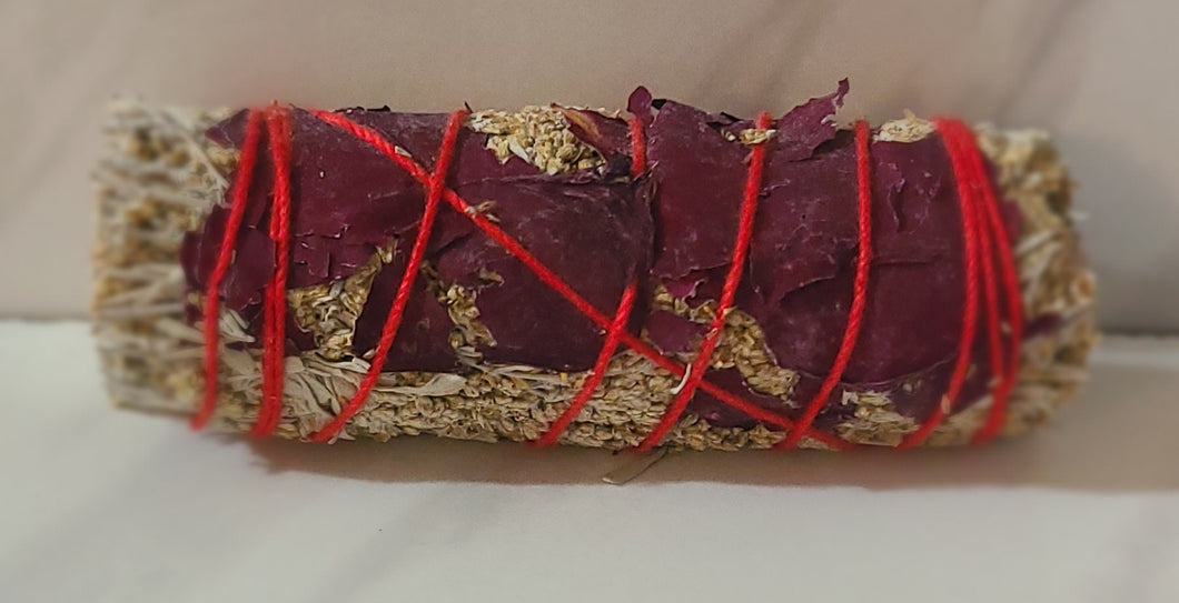 Blue Sage & Rose Petals Smudge Stick